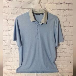 Travis Mathew Pima Cotton Contrast Collar Polo Blue Golf Shirt XL